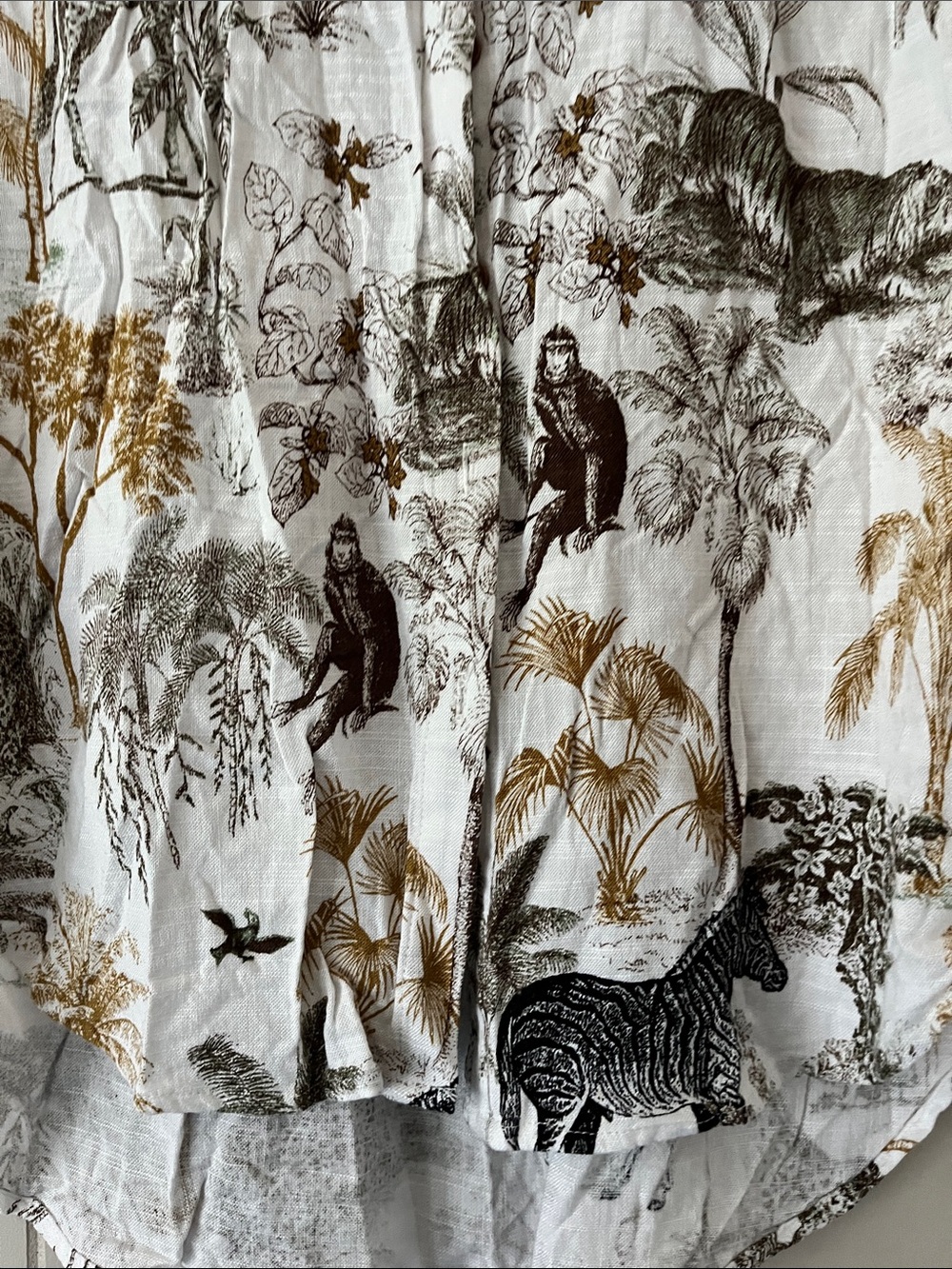 Women's Safari-Print Button Down Shirt - White with Black & Tan - Picture 10 of 14